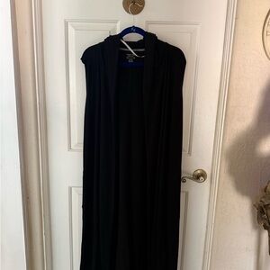 Calvin Klein Black Hooded Sleeveless full length open front vest